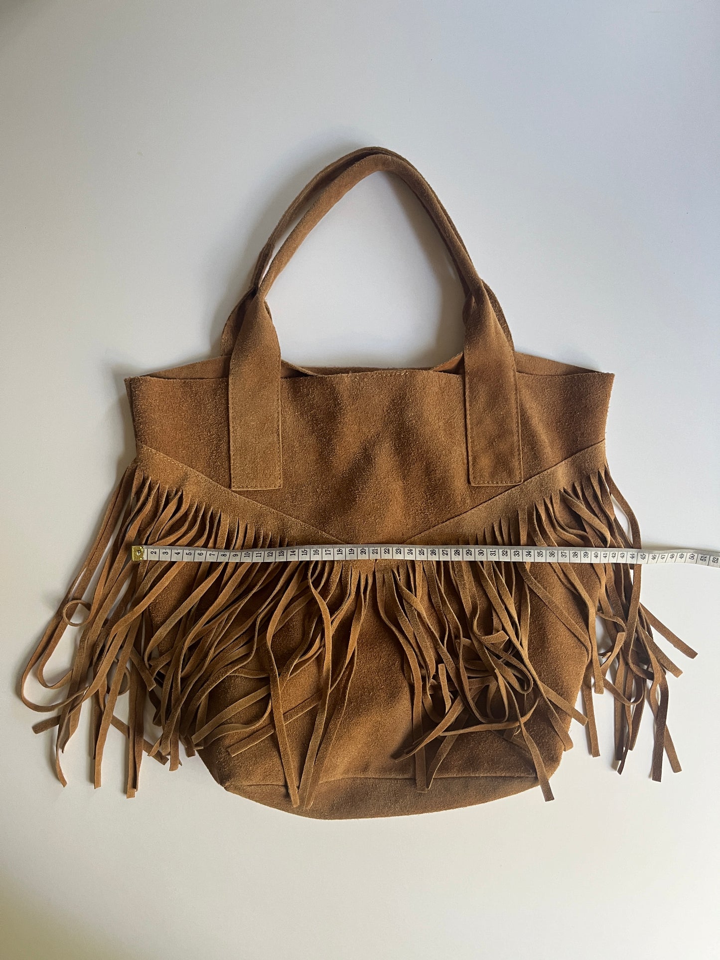Vintage brown leather fringed bag