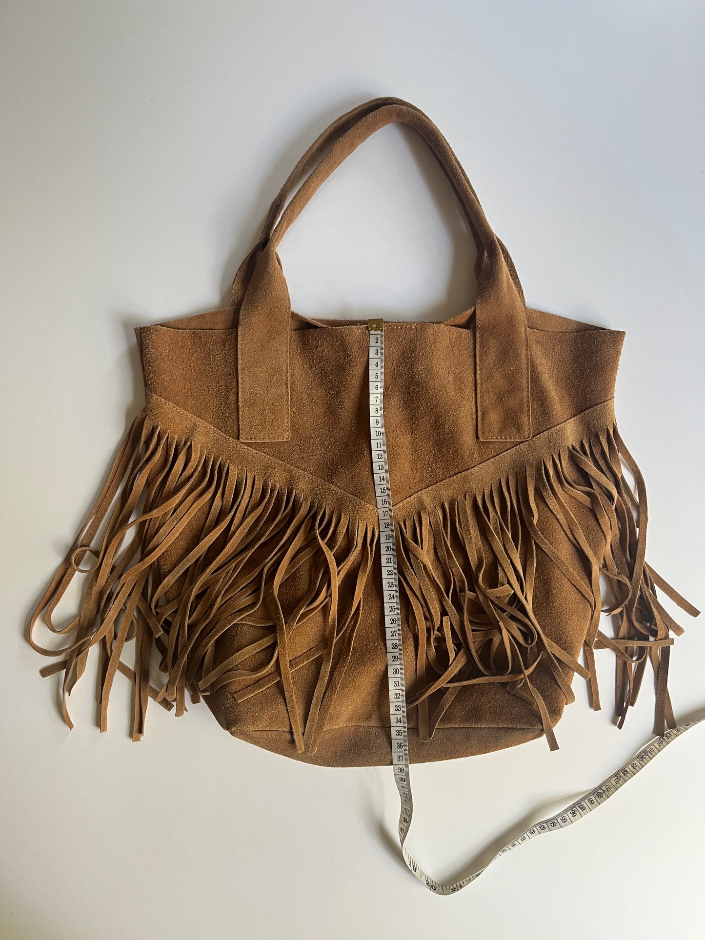 Vintage brown leather fringed bag