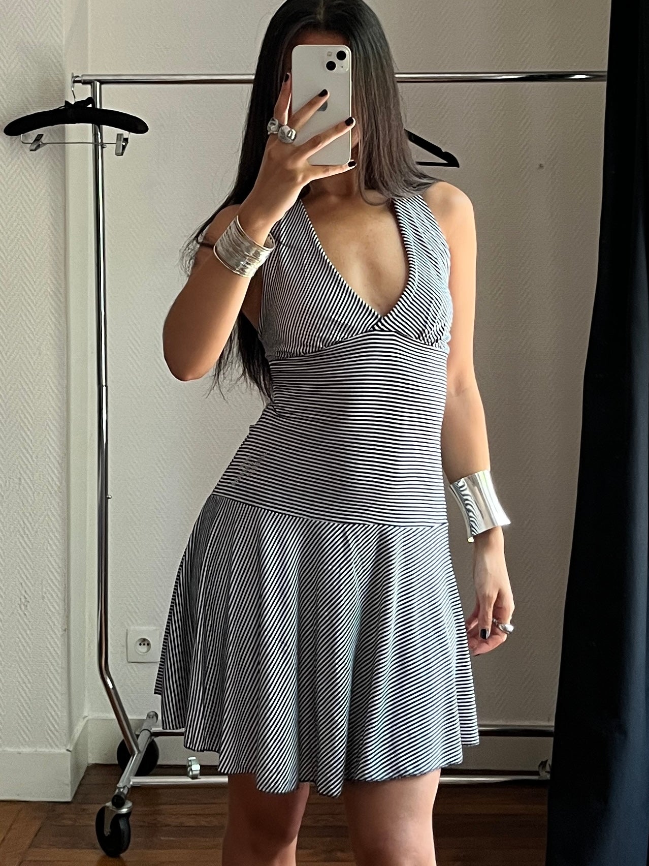 Vintage striped halter summer dress
