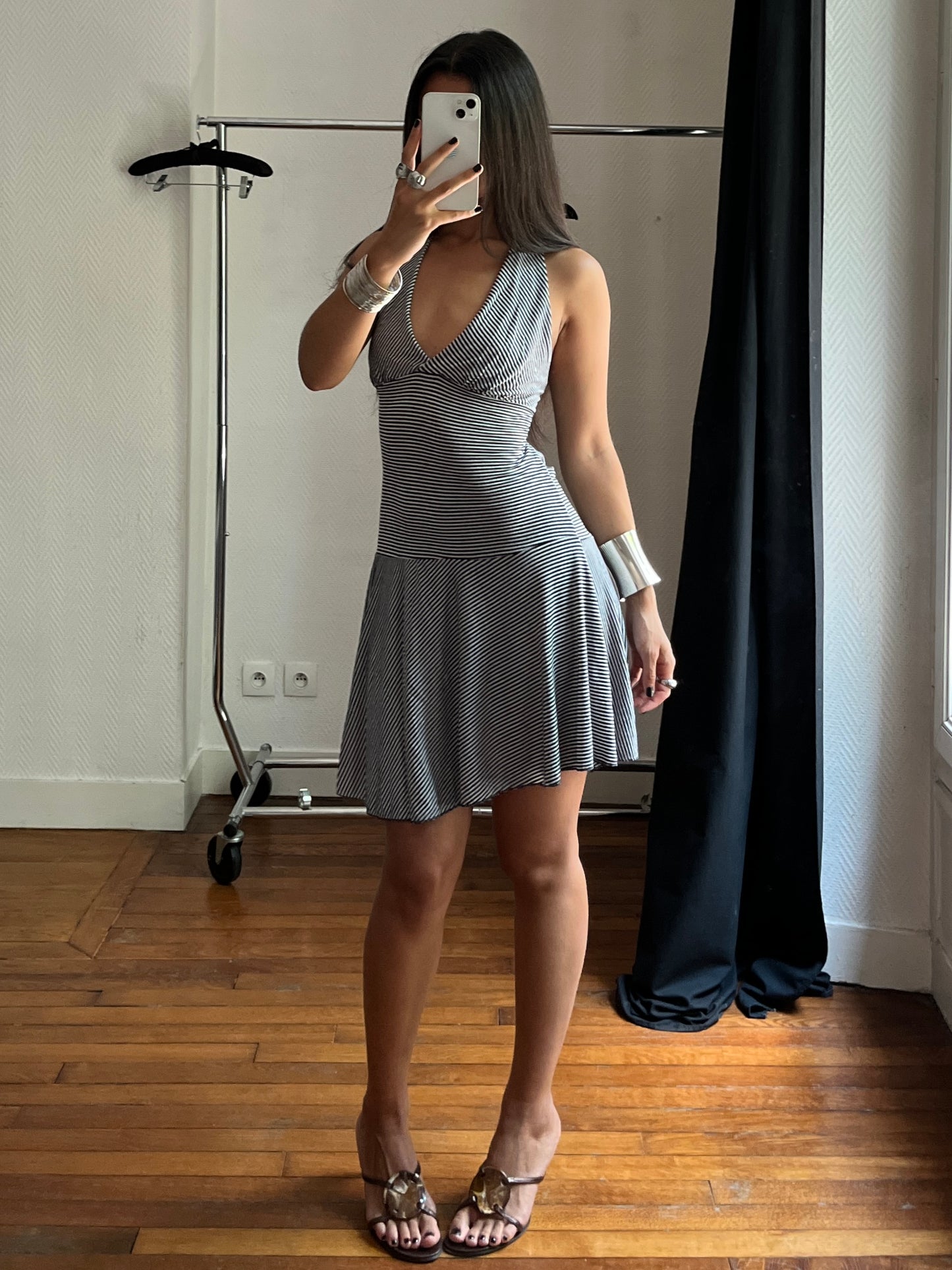 Vintage striped halter summer dress