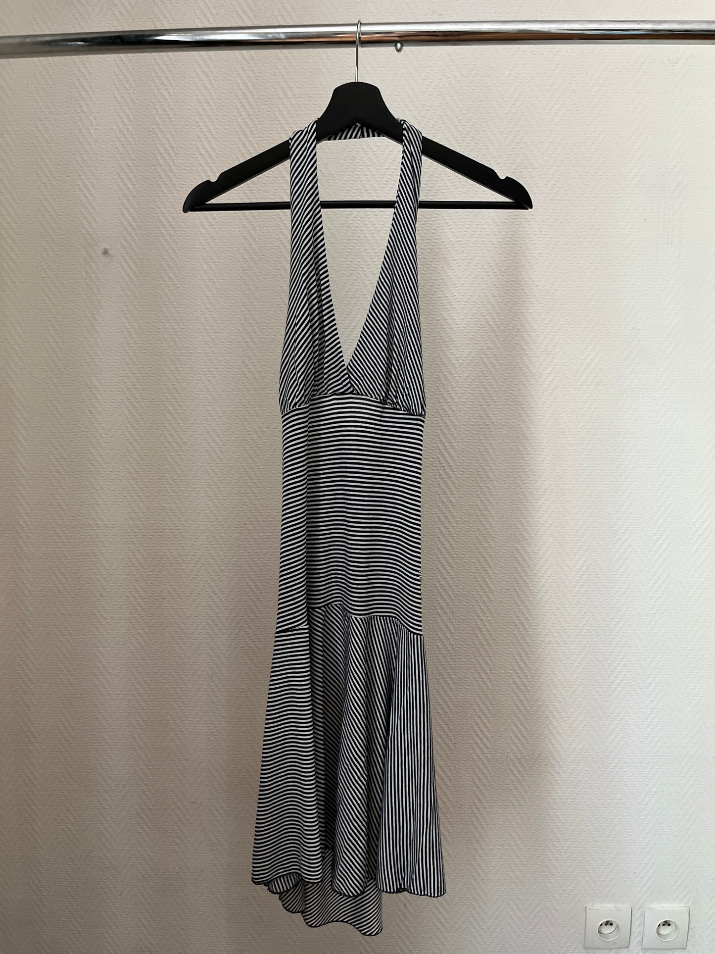 Vintage striped halter summer dress