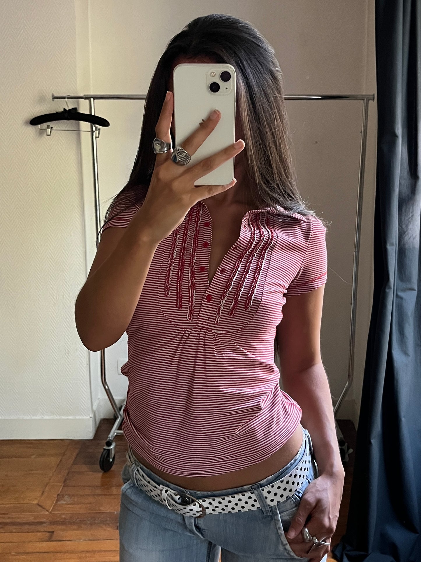 Vintage striped buttoned top