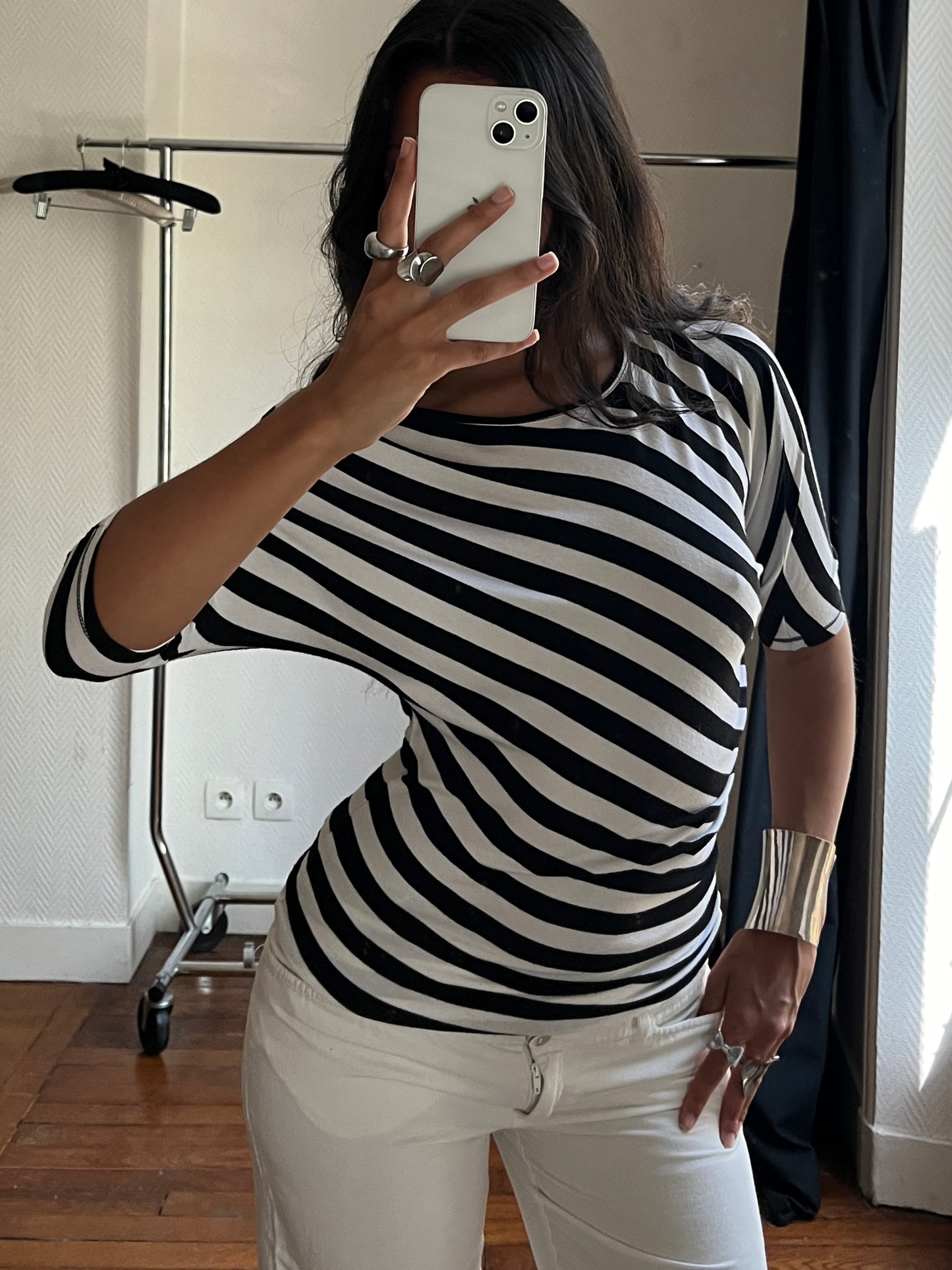 Vintage stripped asymmetrical top