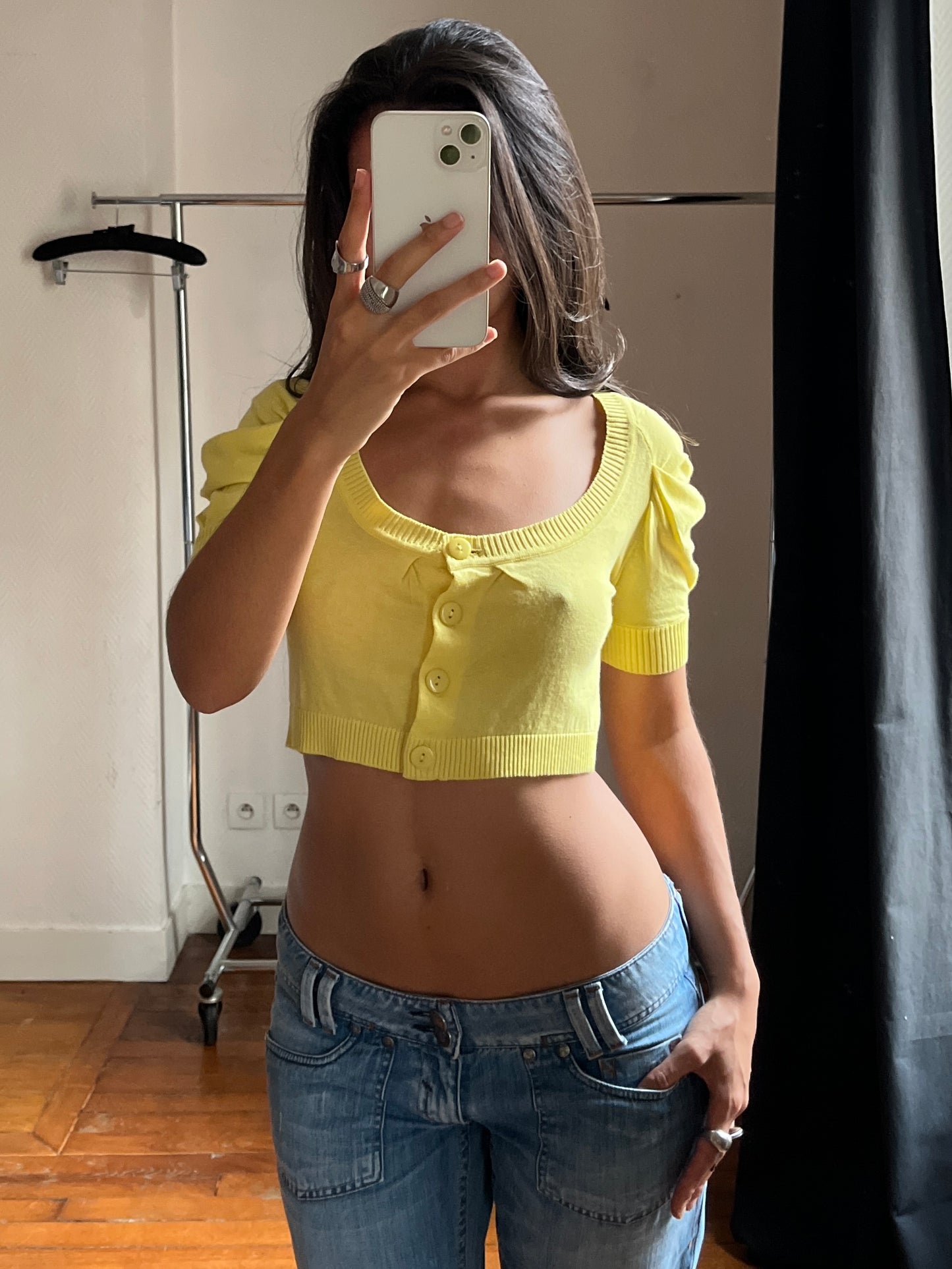 Vintage yellow short buttoned bolero