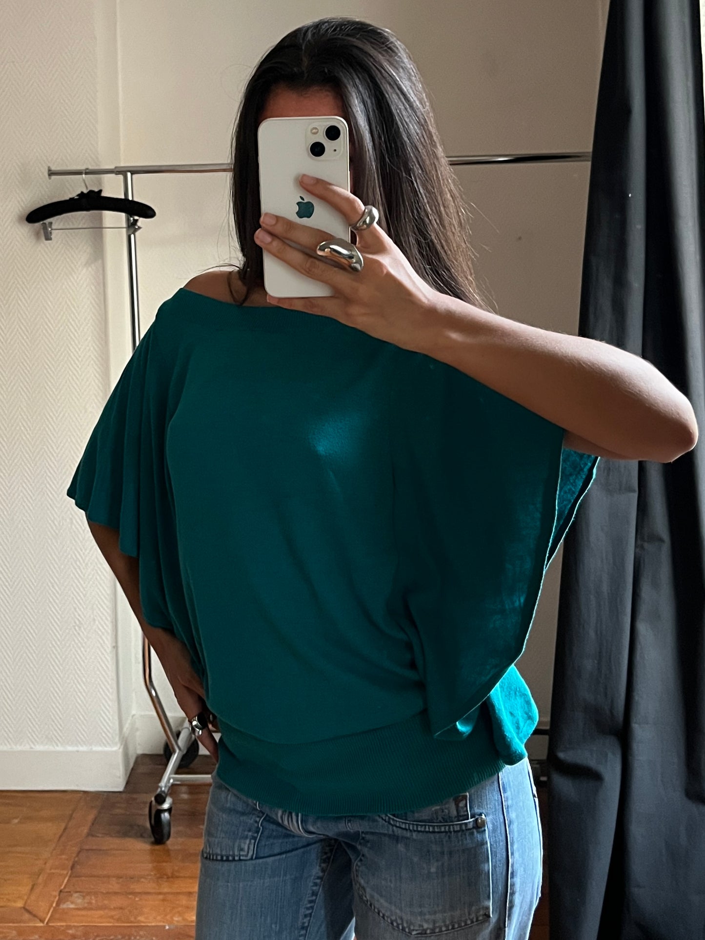 Vintage blue batwing top