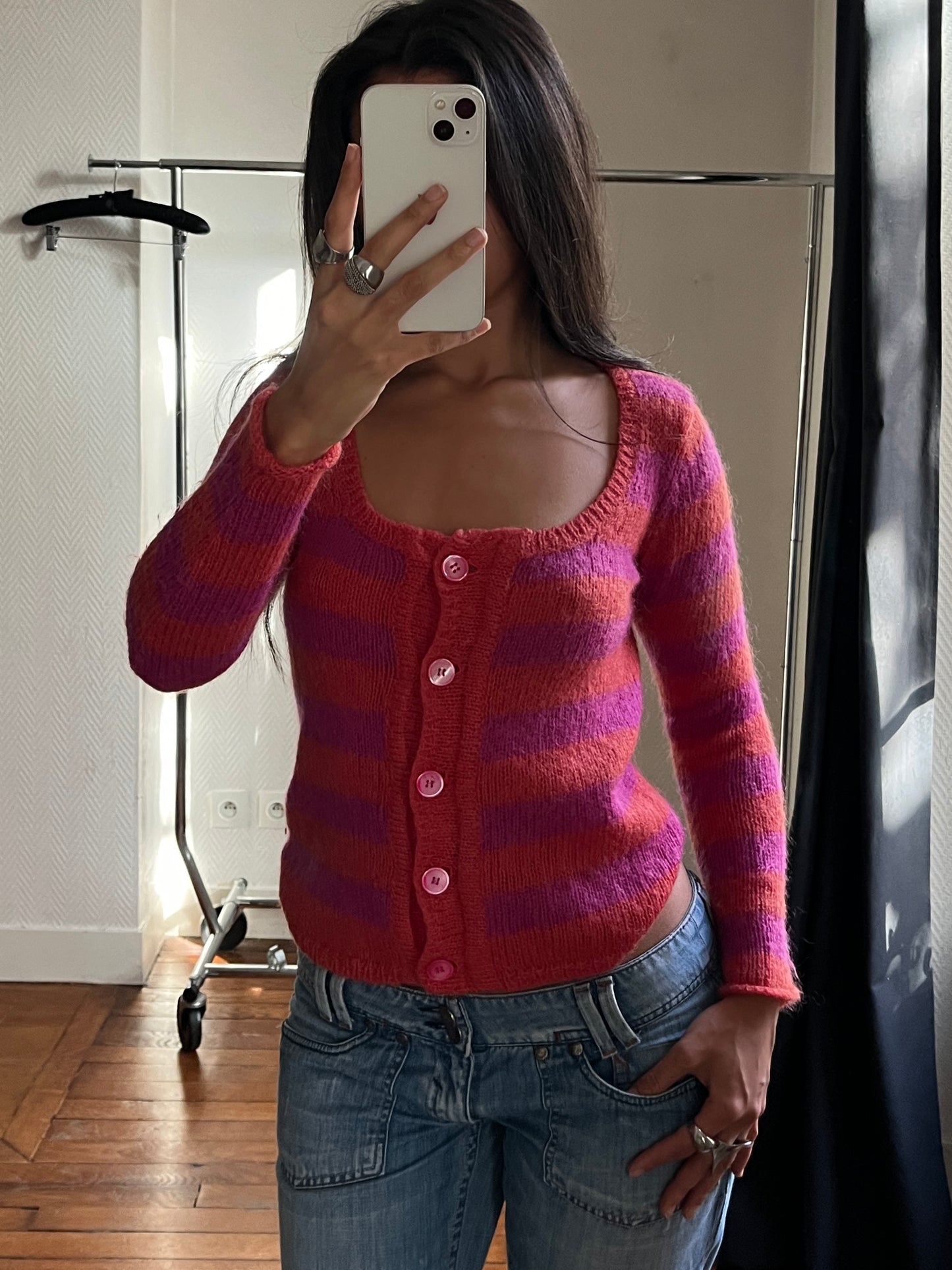 Vintage striped knitted cardigan