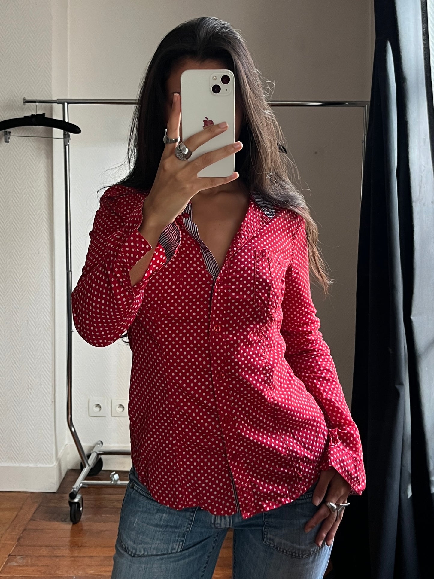 Vintage red polka dot shirt