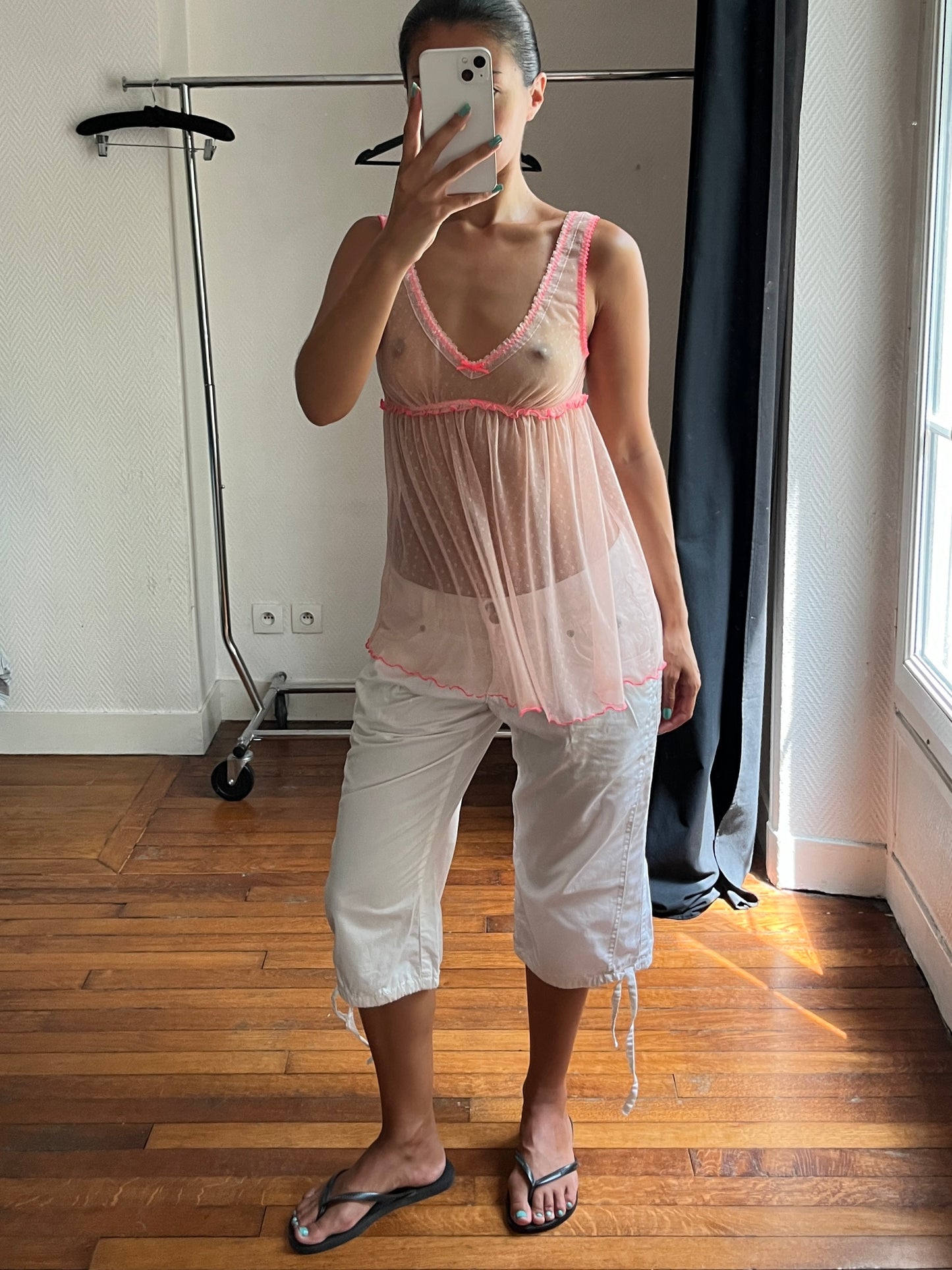 Vintage white wide capri pants