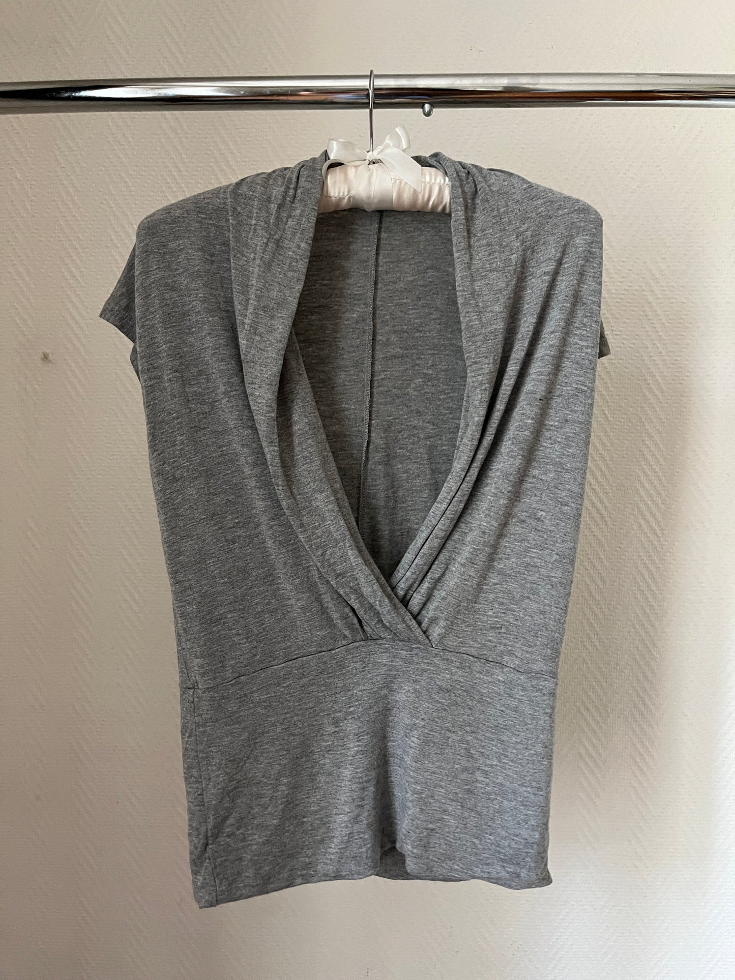 Vintage grey V-neck draped top