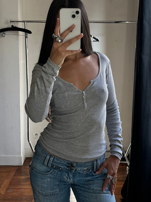 Vintage grey buttoned top
