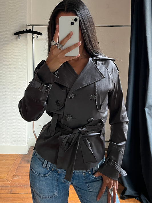 Vintage buttoned satin trench coat