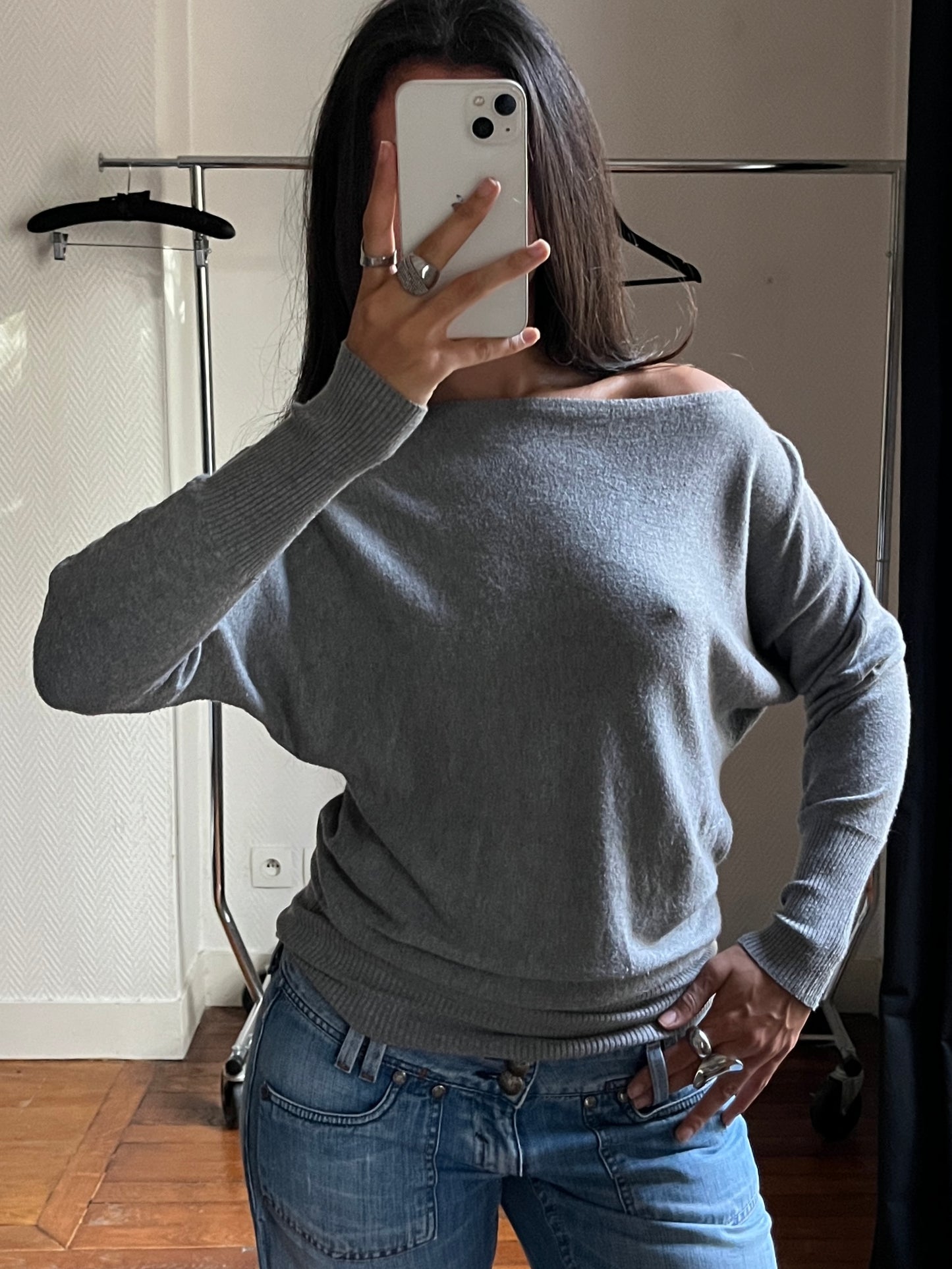 Vintage grey draped pull over