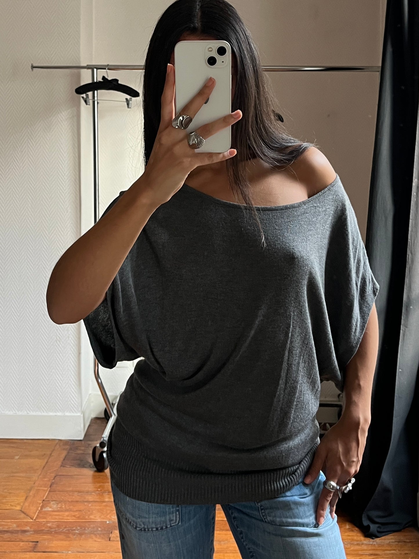 Vintage draped batwing pull over/tunique