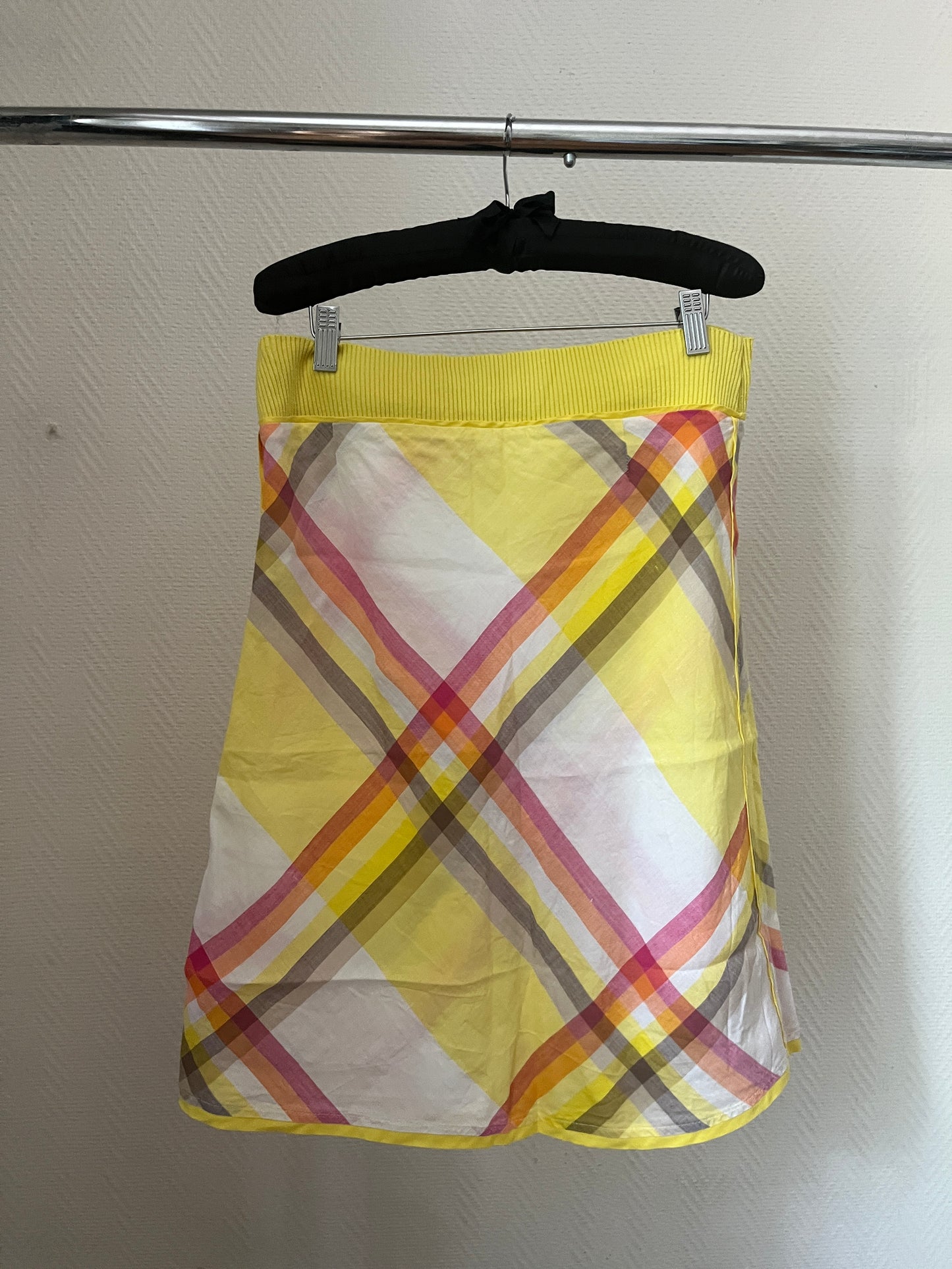 Vintage plaid yellow midi skirt