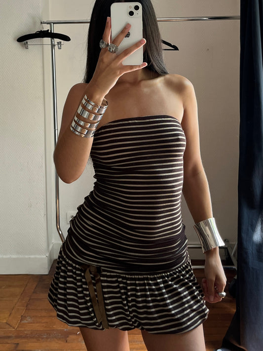 Vintage striped bubble bustier dress