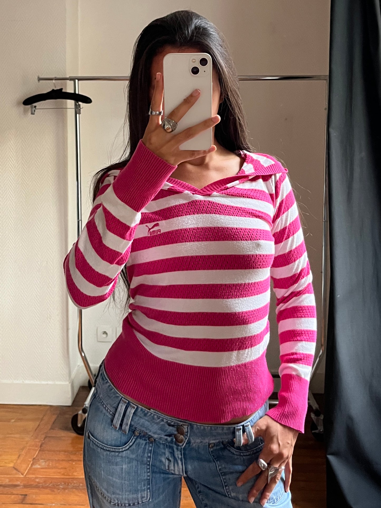 Vintage Puma striped hoodie