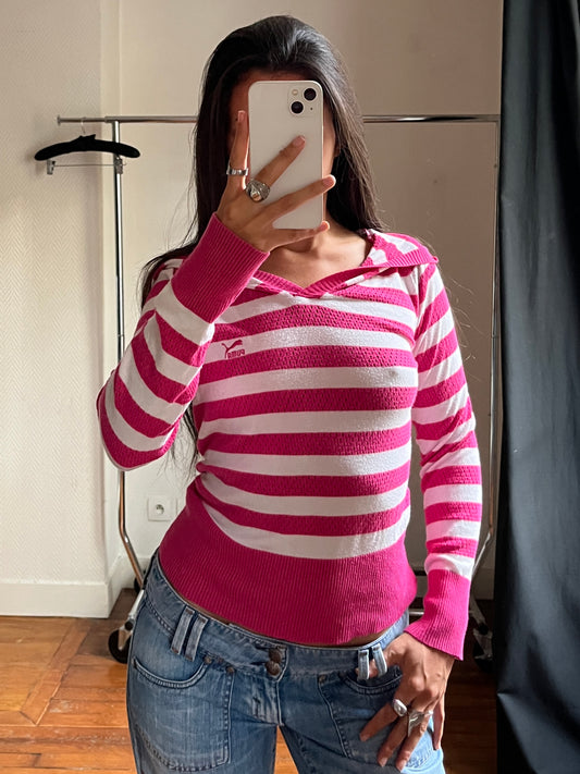 Vintage Puma striped hoodie