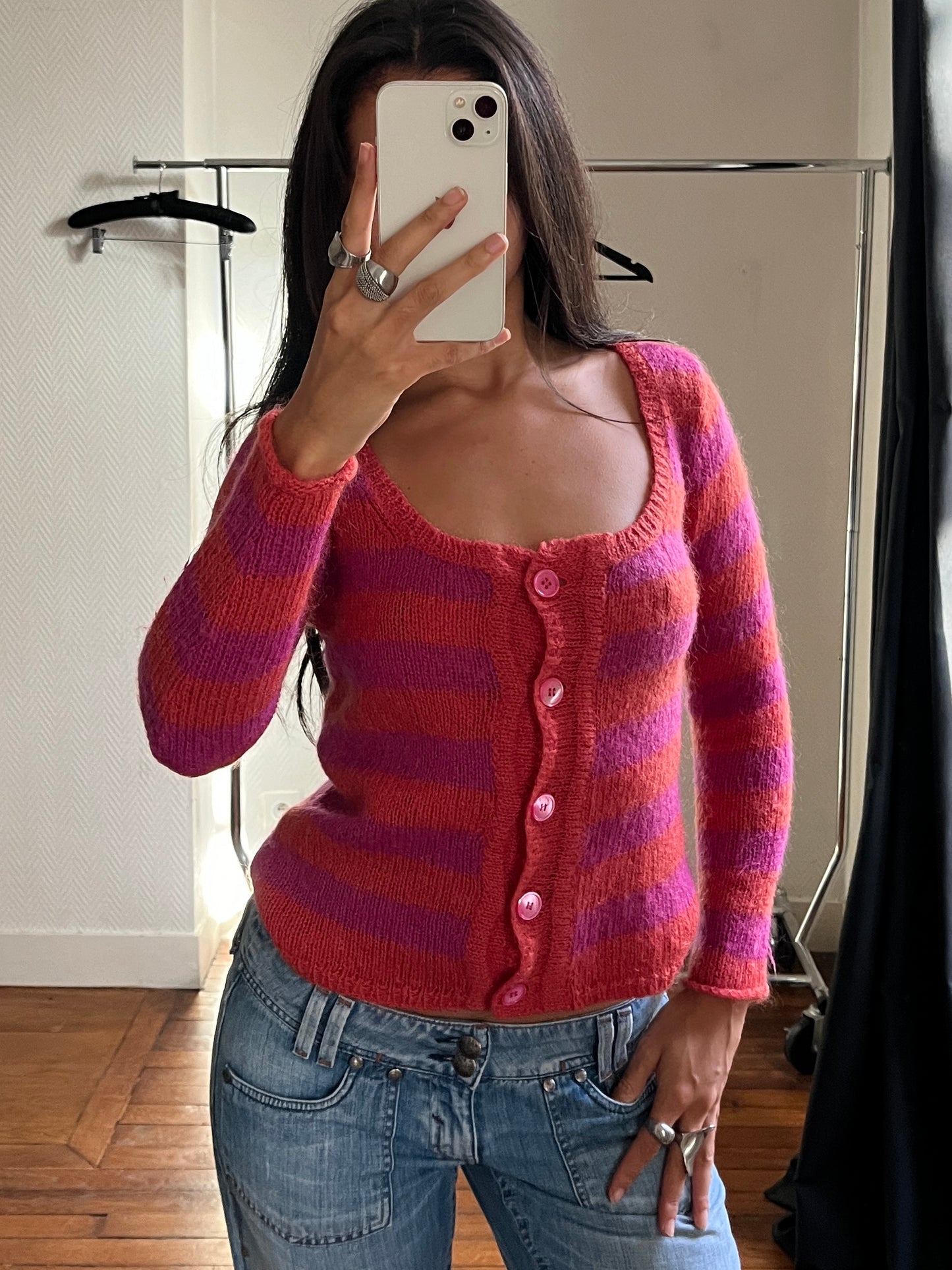 Vintage striped knitted cardigan