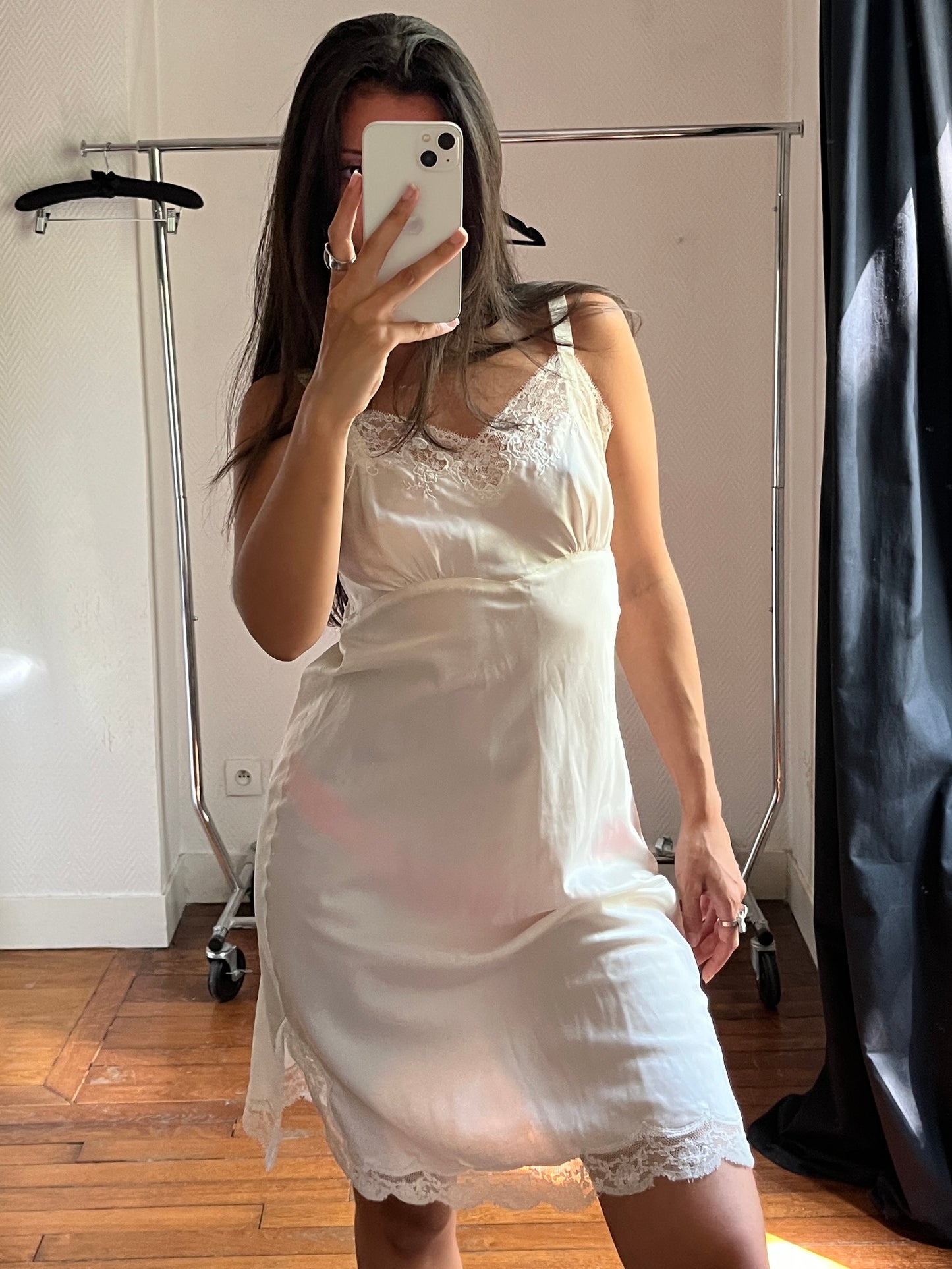 Vintage satin ivory dress