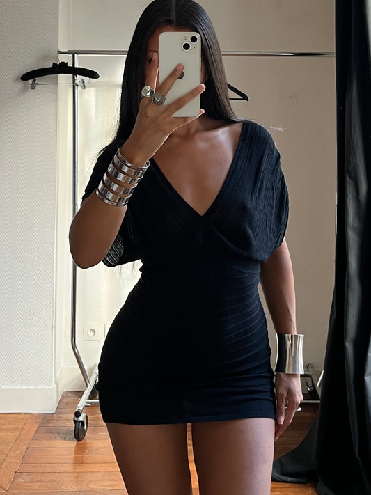 Vintage black batwing party dress
