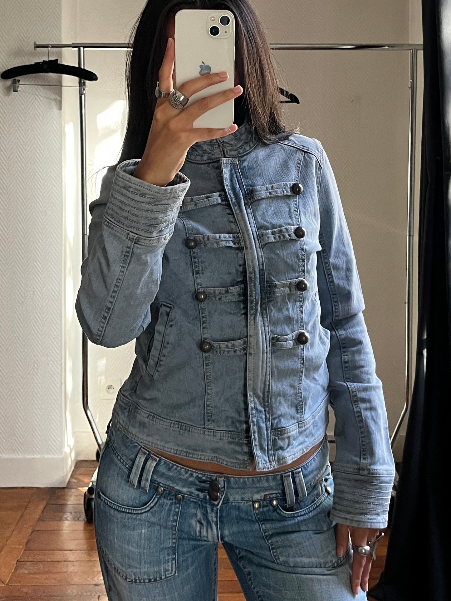 Vintage denim officer jacket