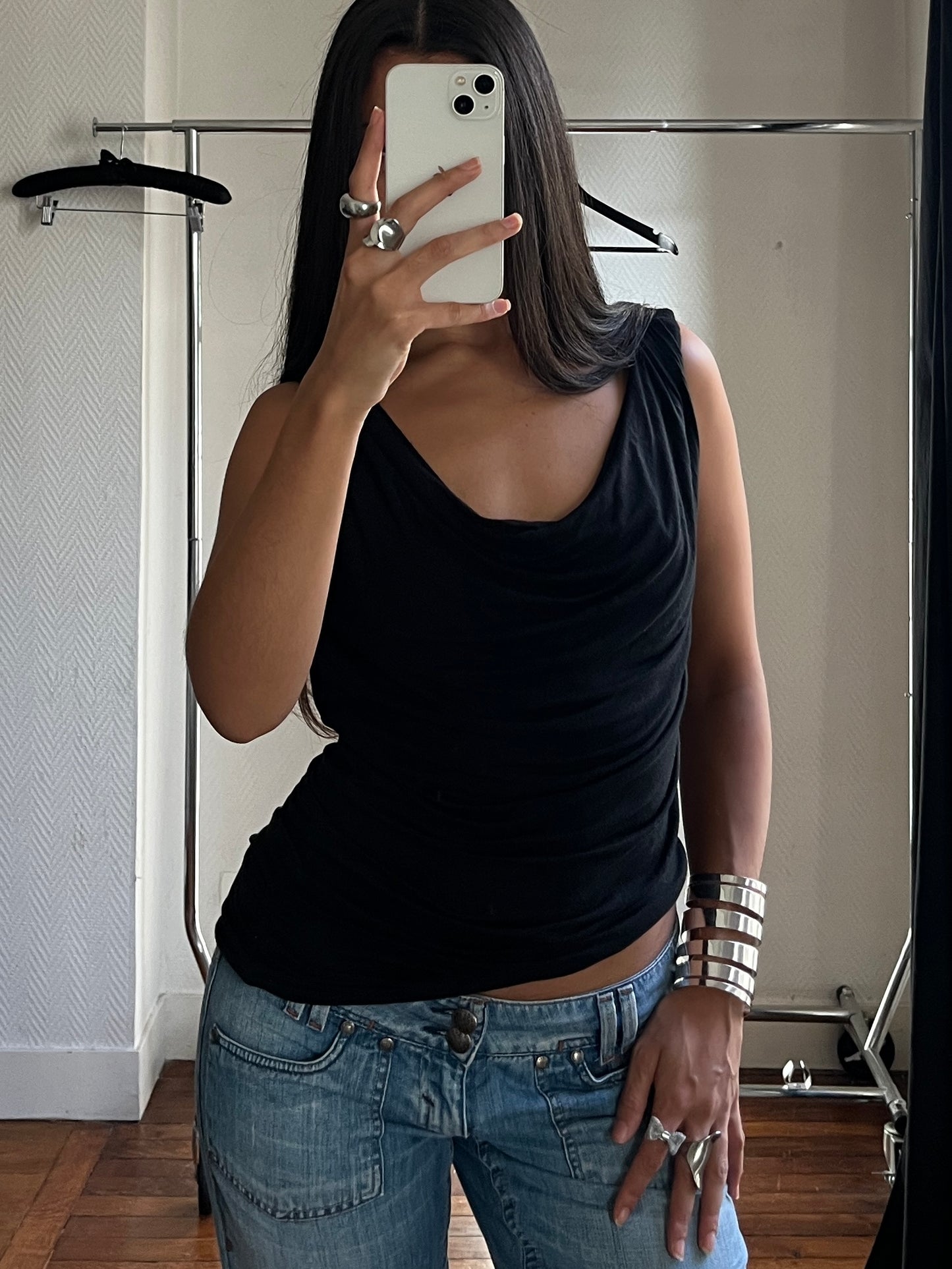 Vintage black draped top