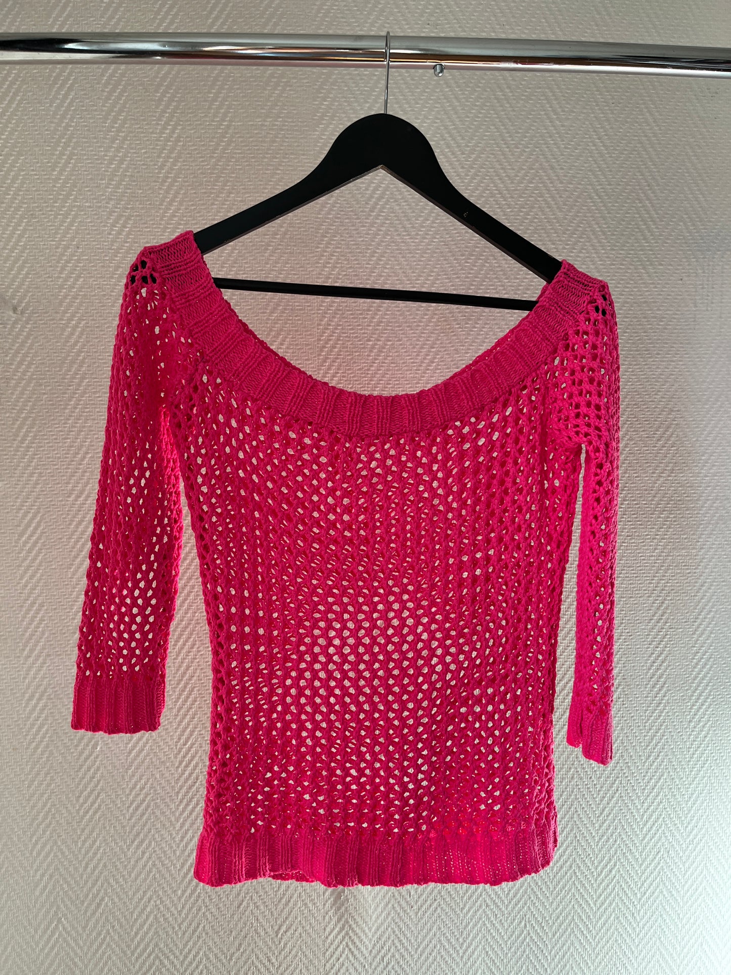 Vintage neon pink fishnet top