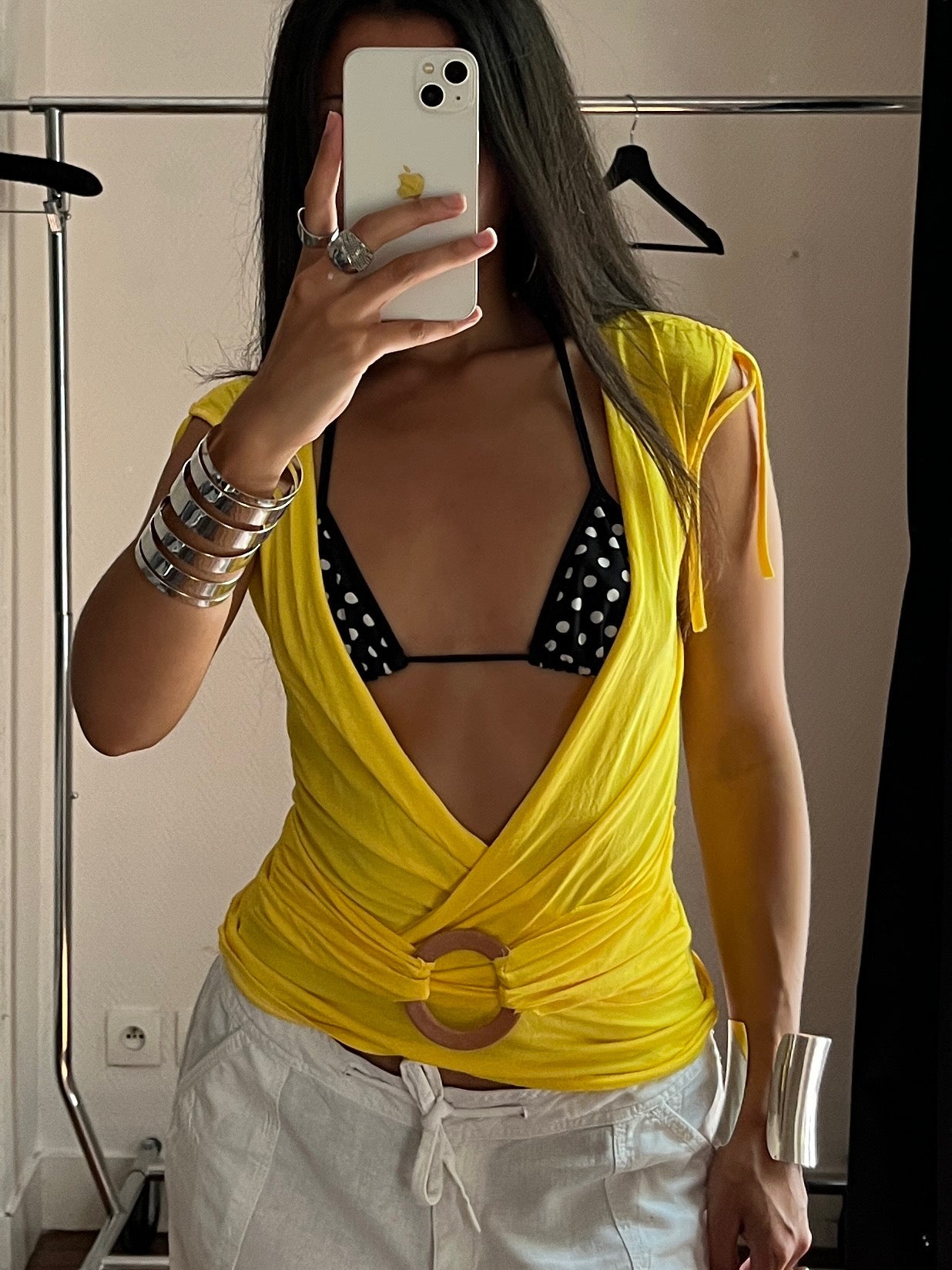 Vintage yellow draped top