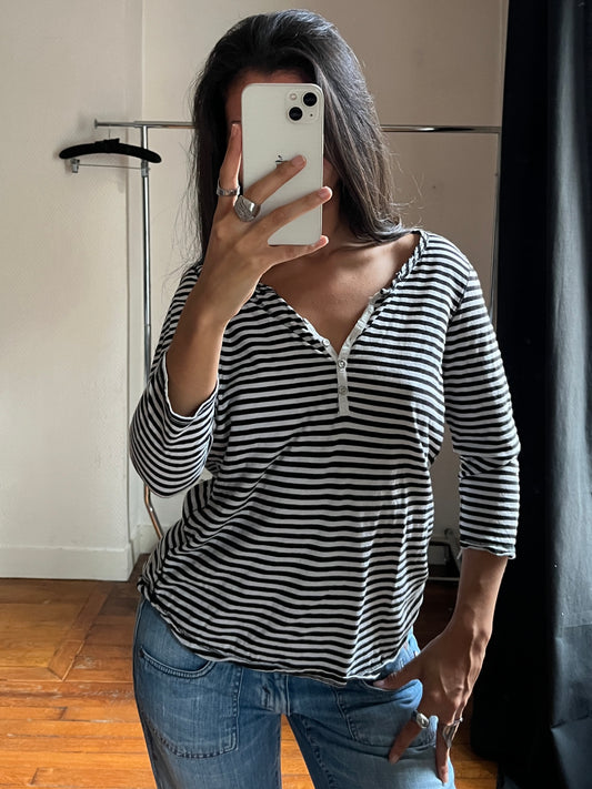 Vintage striped buttoned top