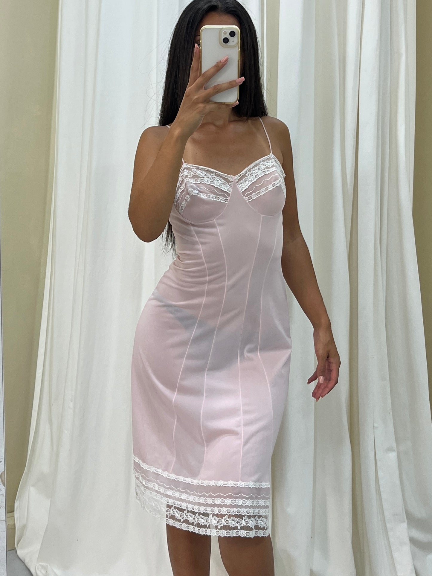 Vintage baby pink lingerie dress