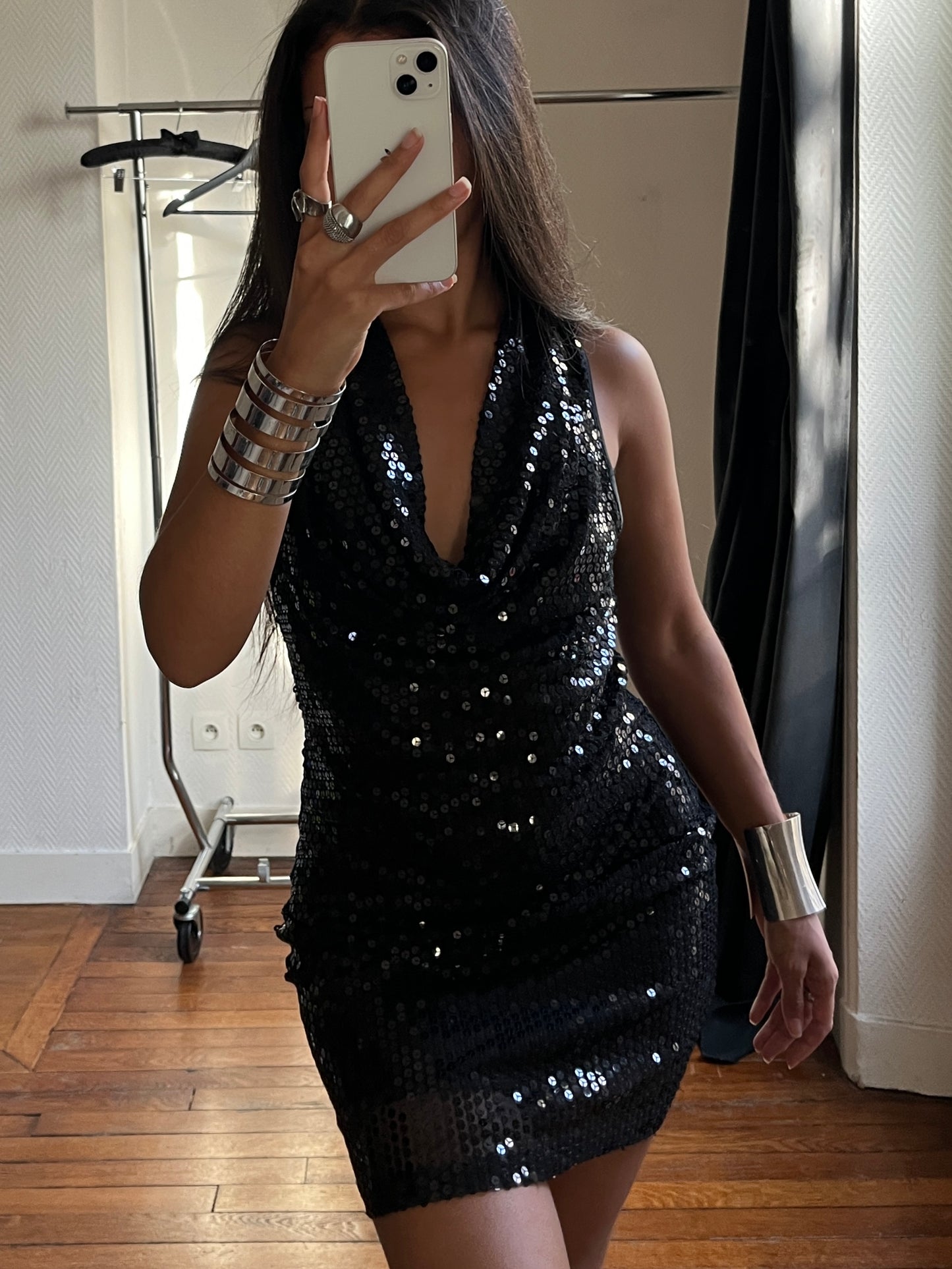 Vintage sequins halter dress