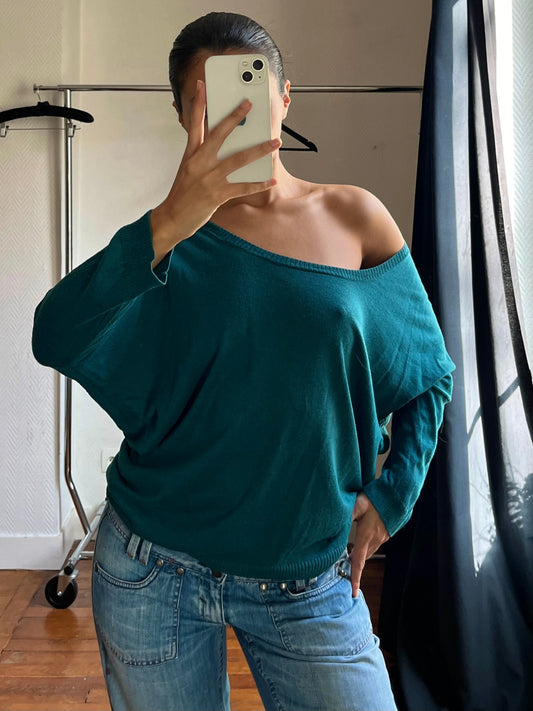Vintage blue batwing top