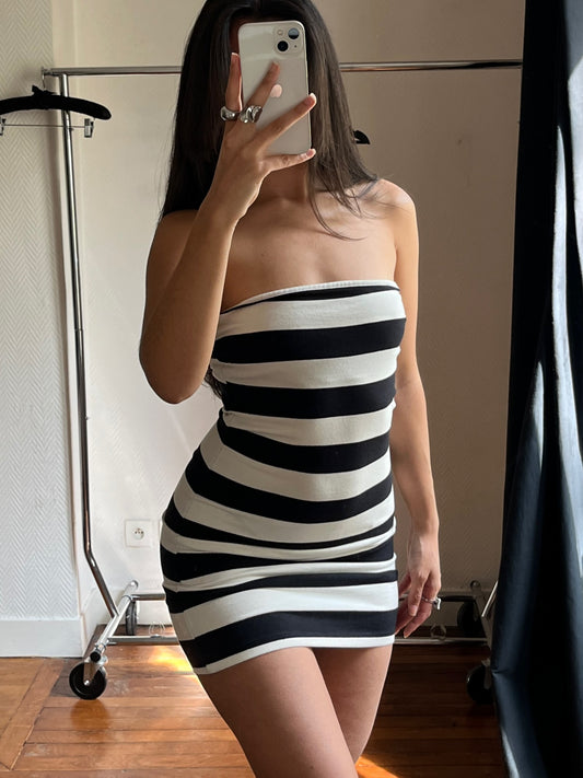 Vintage tube striped dress
