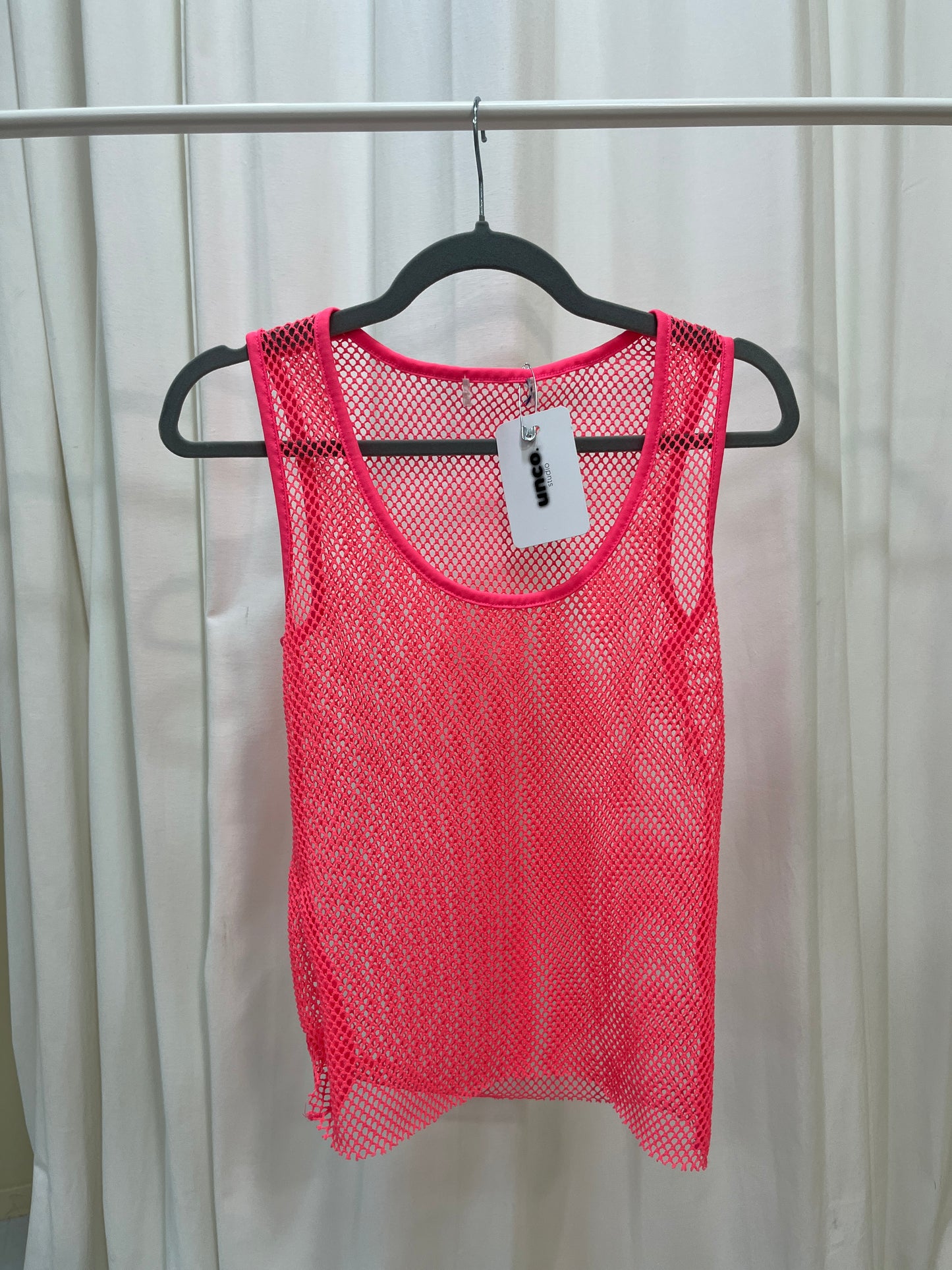 Vintage neon pink fishnet top