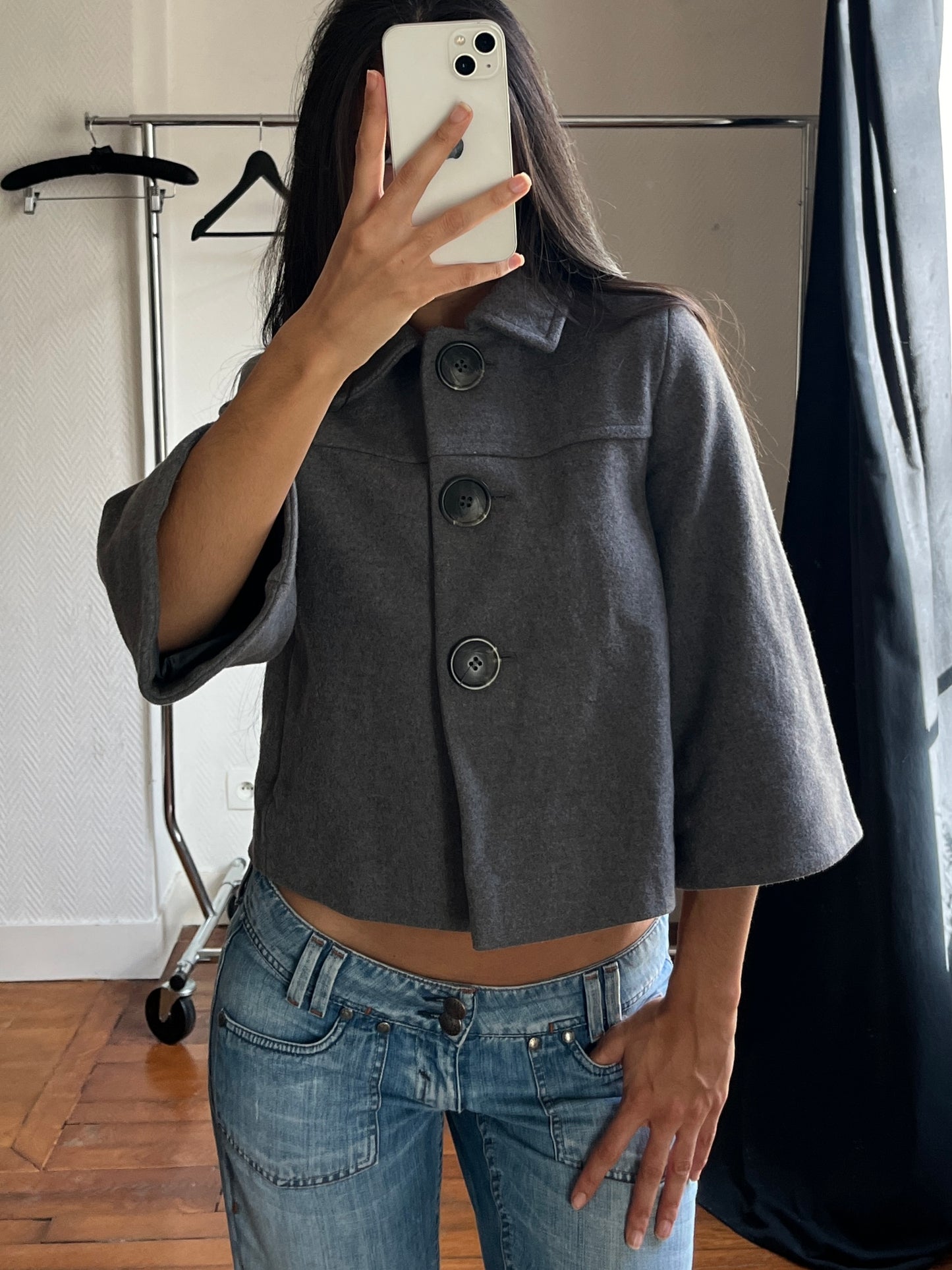 Vintage grey short trench coat