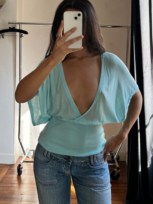 Vintage batwing blue top
