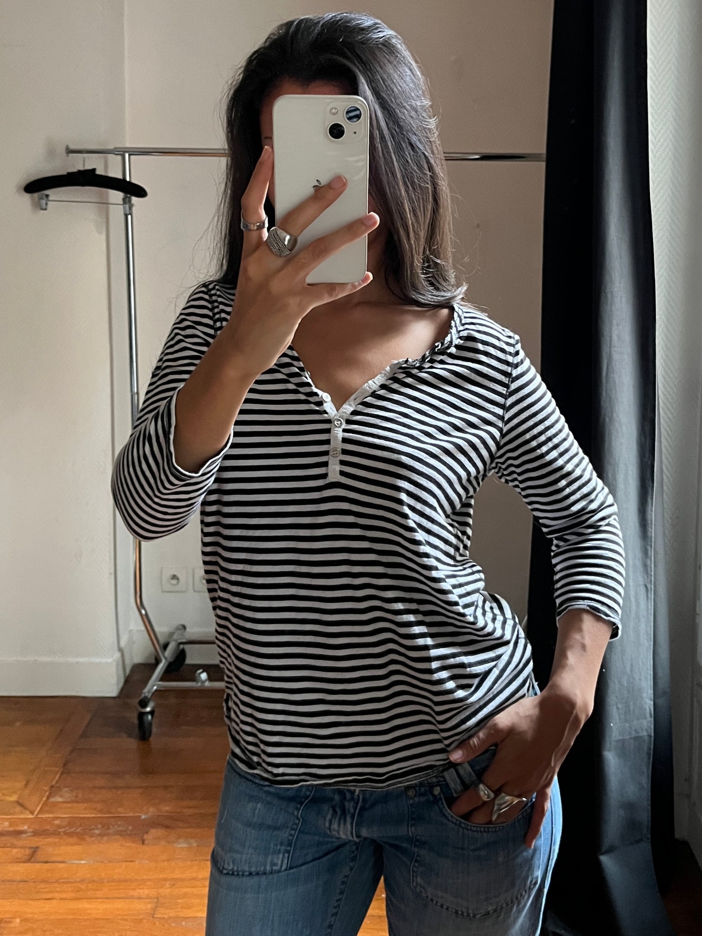 Vintage striped buttoned top