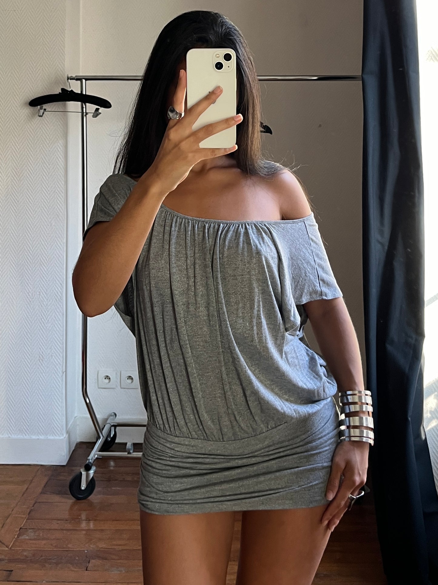 Vintage grey draped dress