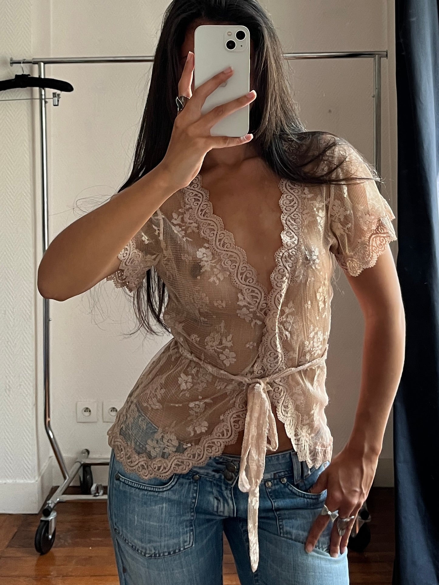 Vintage lace wrap up top