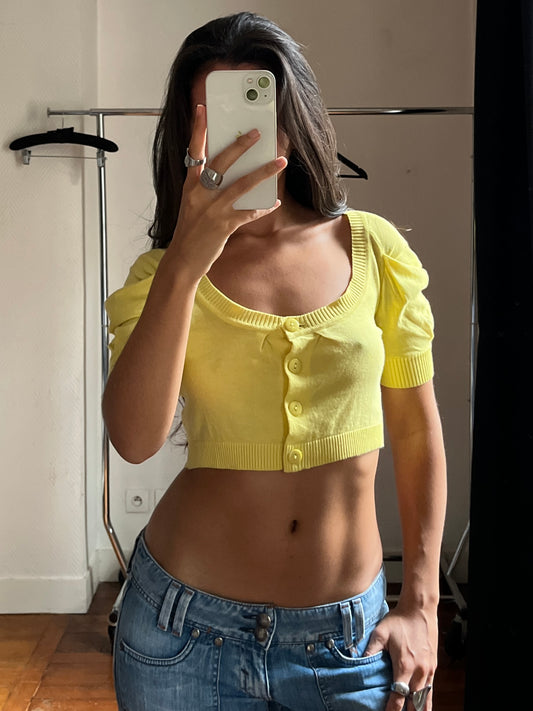 Vintage yellow short buttoned bolero