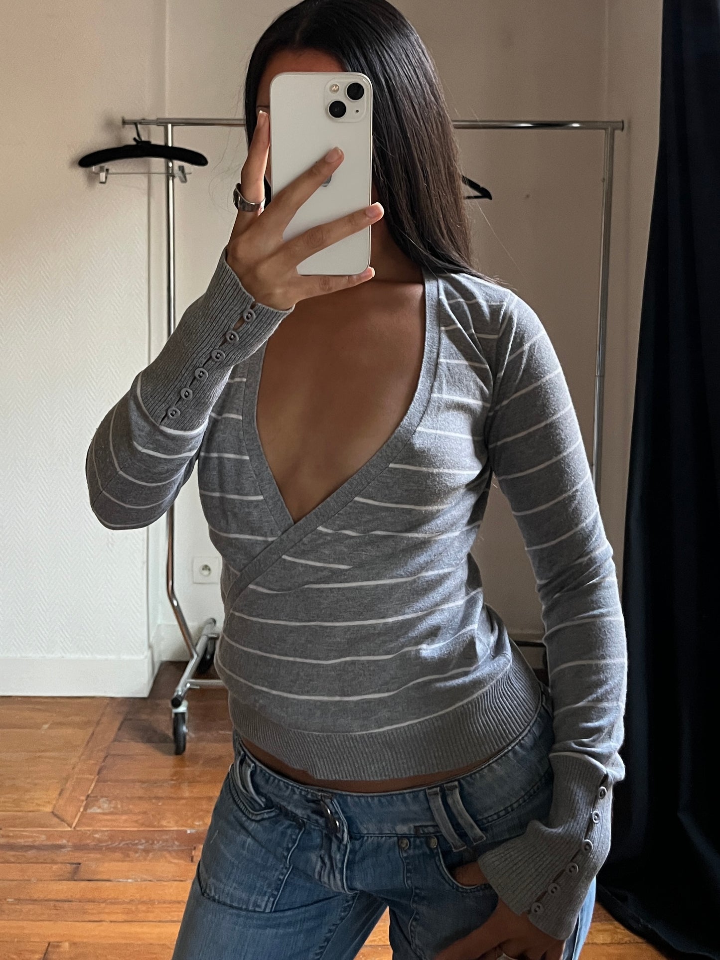Vintage striped wrap up top