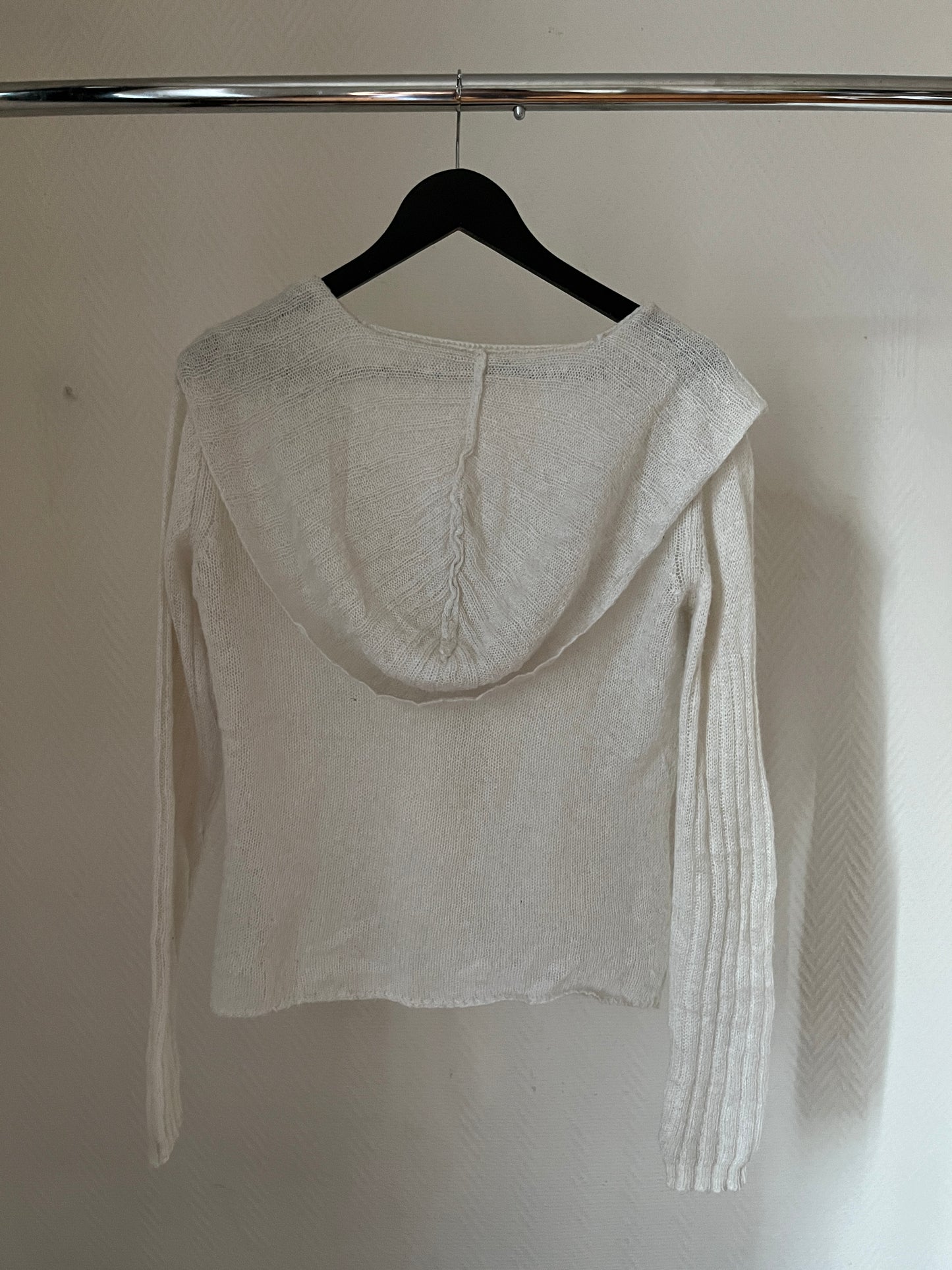 Vintage knitted hooded see-through top