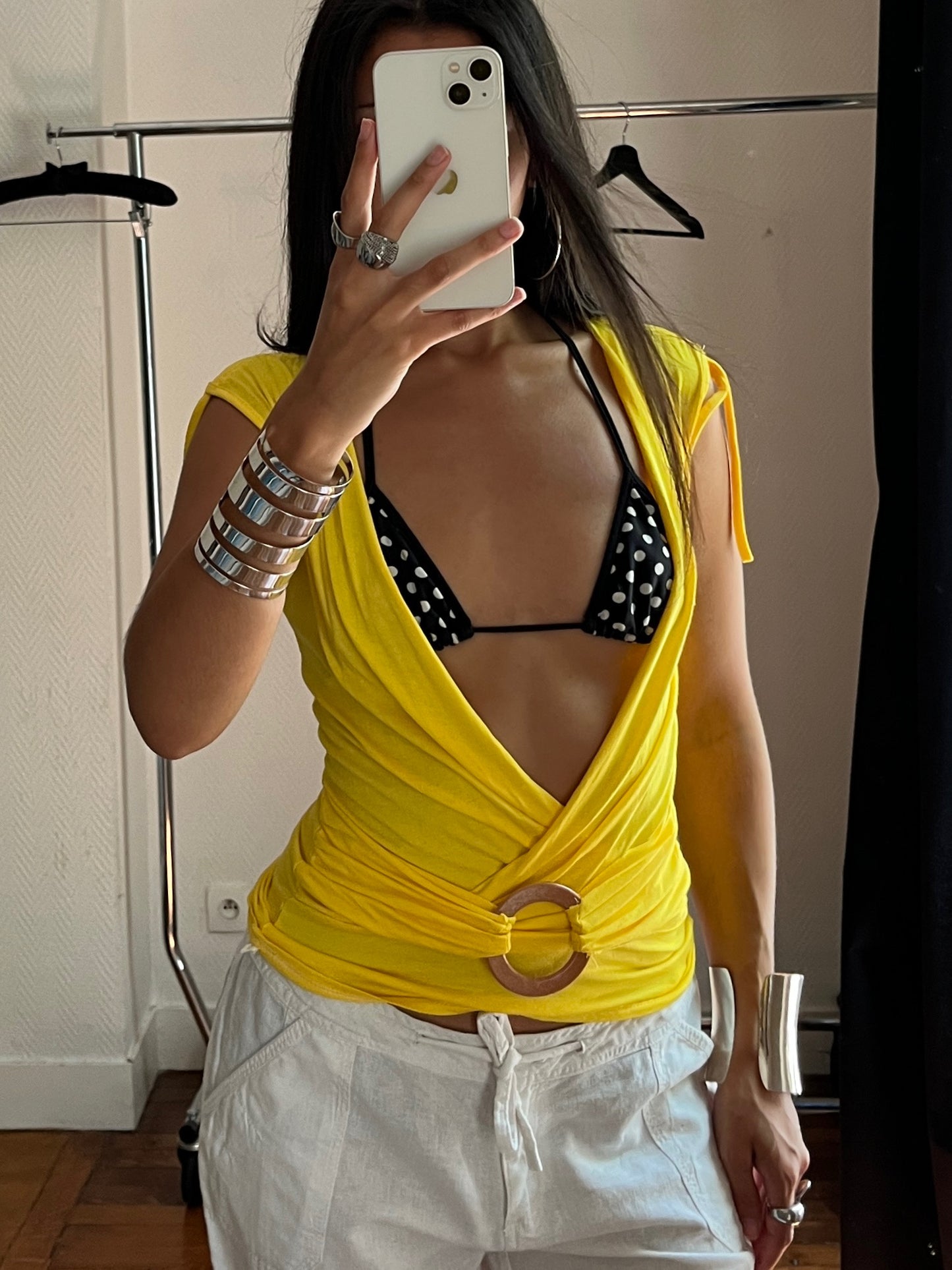 Vintage yellow draped top