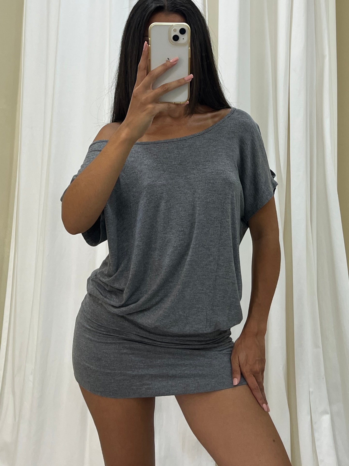 Vintage grey draped dress