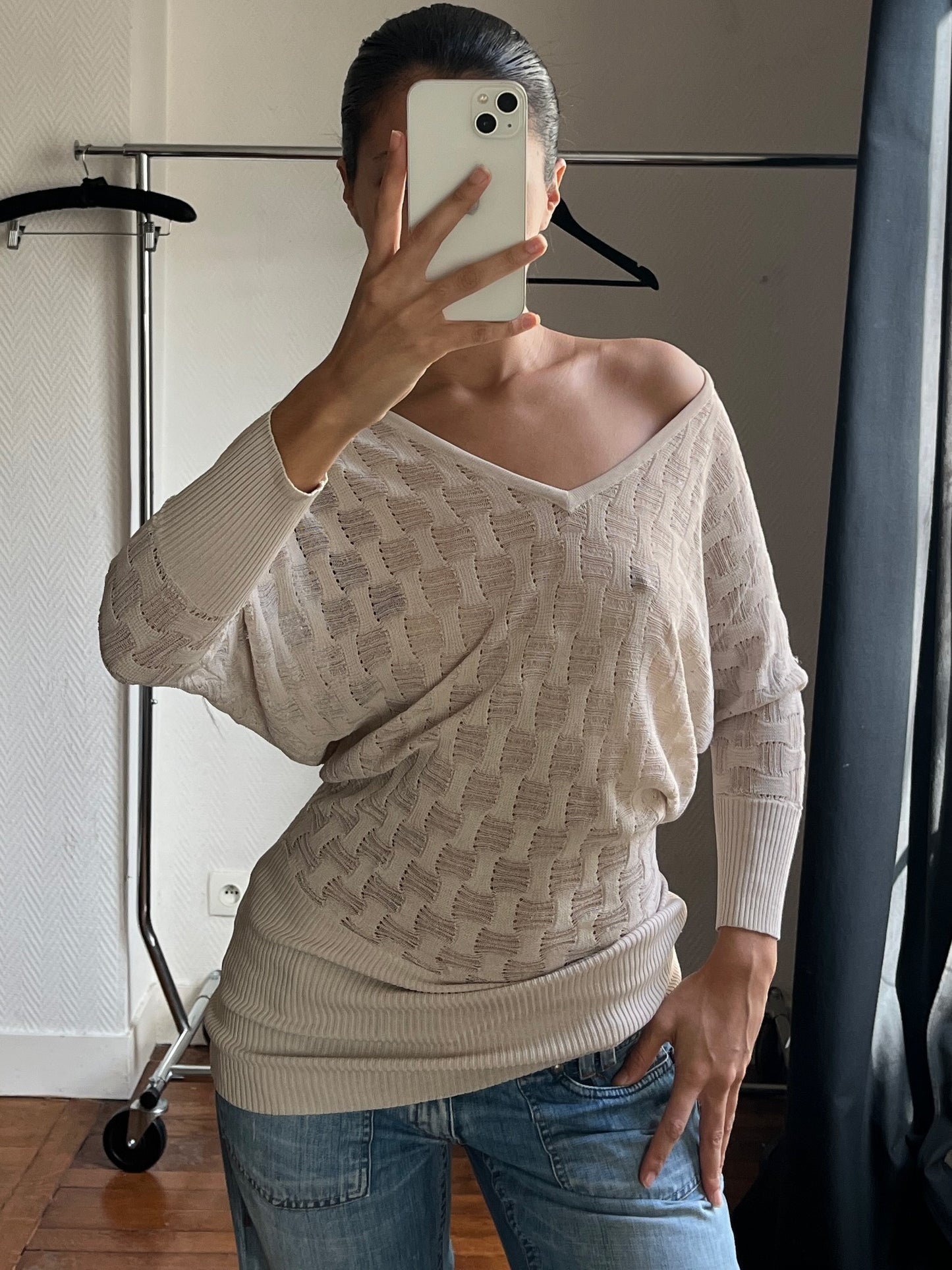 Vintage batwing beige top