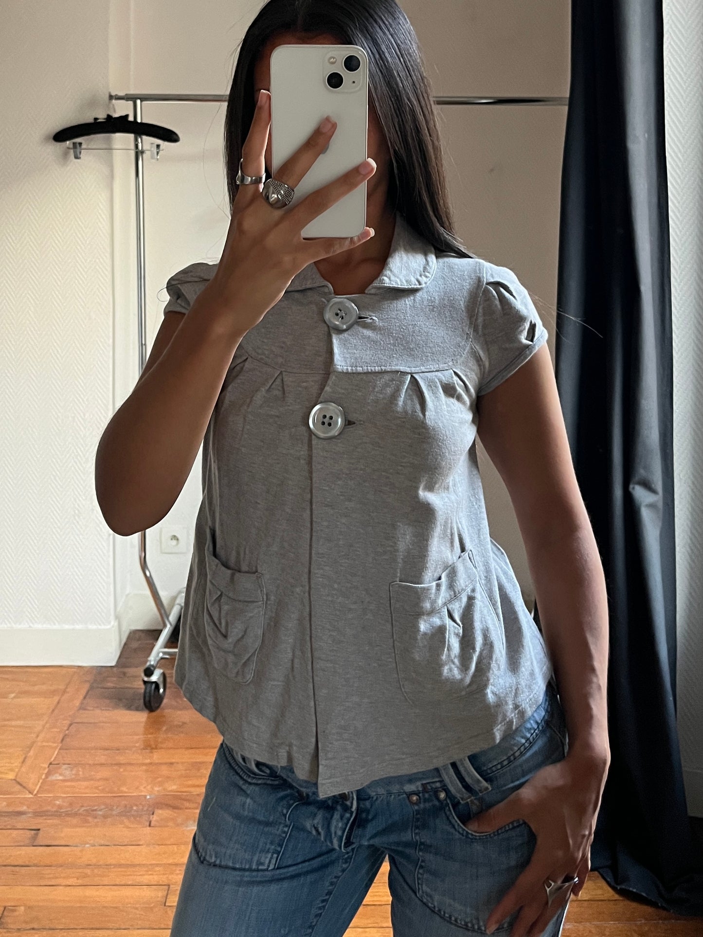 Vintage grey buttoned top