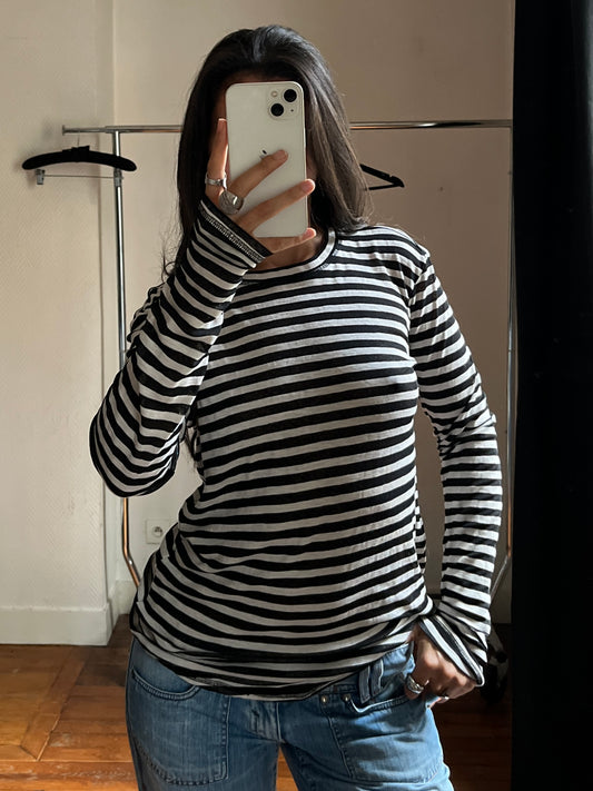 Vintage black & white striped top