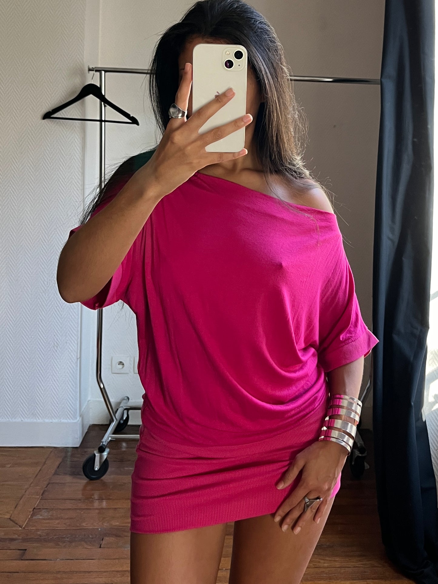 Vintage pink draped dress