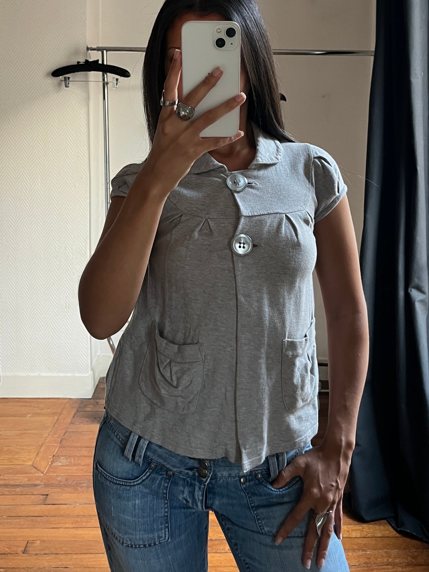 Vintage grey buttoned top