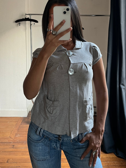 Vintage grey buttoned top
